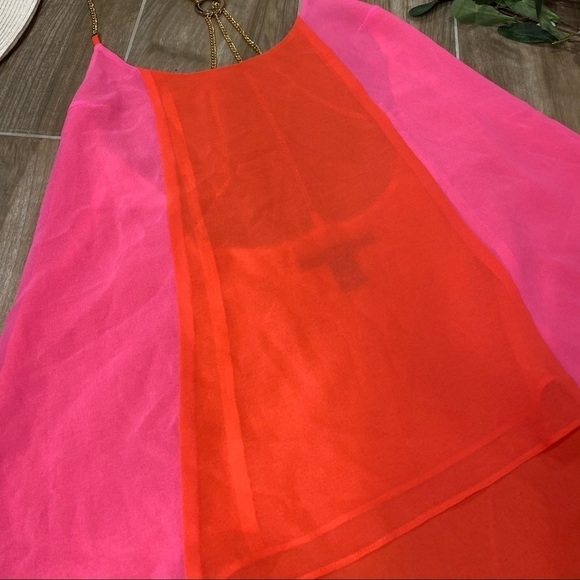 Victoria secret orange pink colorblock chain tank - Picture 2 of 5